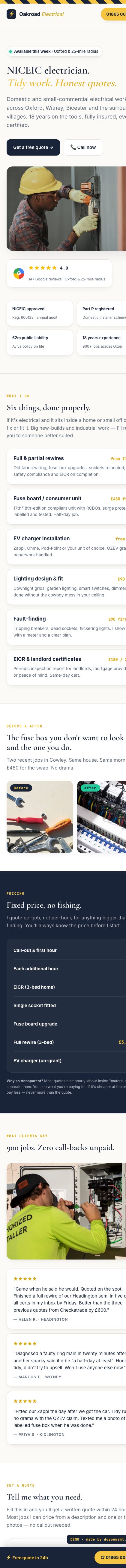 Oakroad Electrical · mobile screenshot